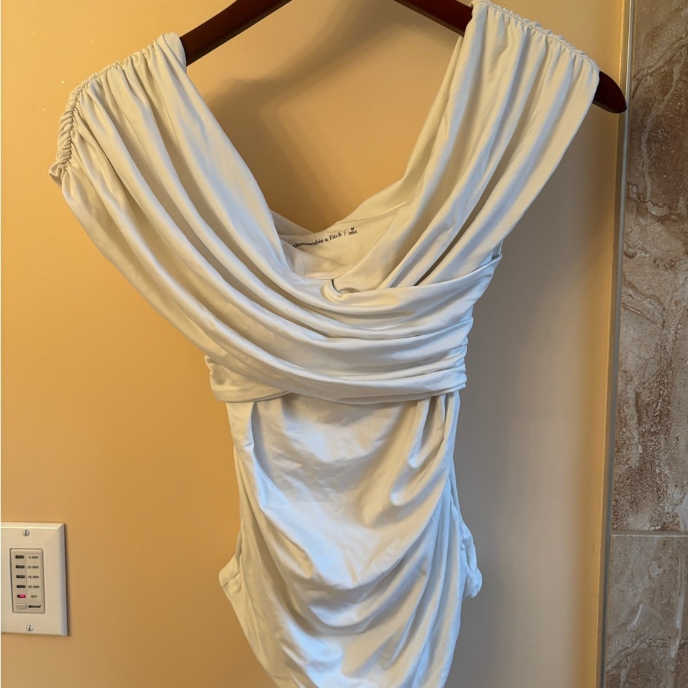 Abercrombie & Fitch Cream Draped Bodysuit